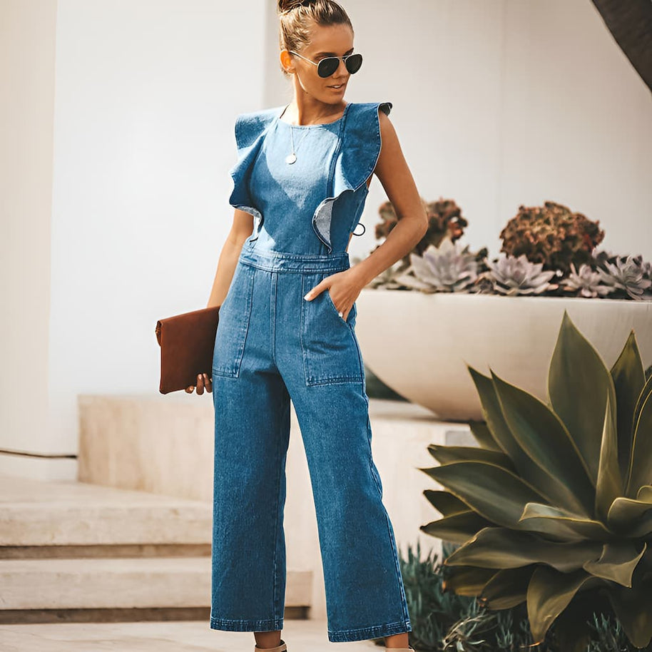 DenimDynasty™ - Denim-Overall mit offenem Rücken