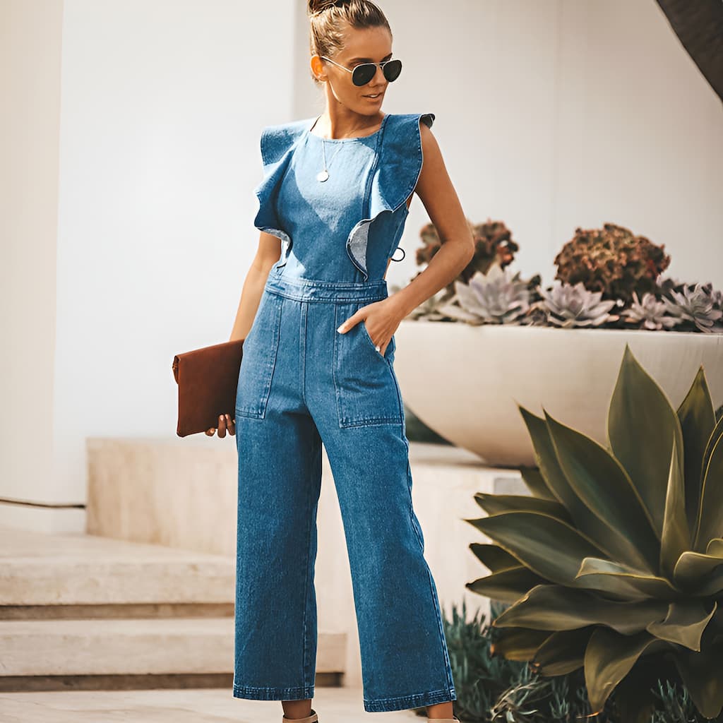 W&W Mode | Denim Jumpsuit mit Rüschen