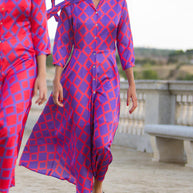 WW | Hemdkleid mit V-Ausschnitt und 3/4 Ärmeln