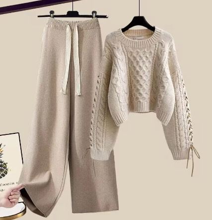 WW | Strickpullover Lockere Breite Rohre Zweiteiliges Set