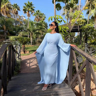 Elegantes Maxikleid mit Rundhalsausschnitt & weiten Ärmeln – Damen Abendkleid mit hoher Taille, langes Kleid für festliche Anlässe