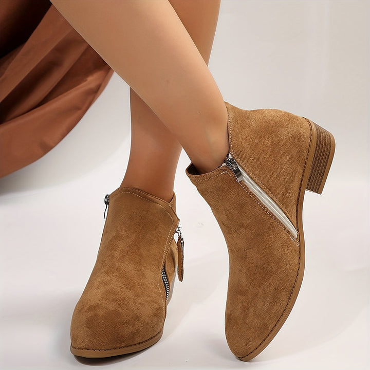 W&W Mode - elegante spitze Stiefeletten mit Absatz und Reißverschluss