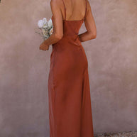 WW | Sommerliches Einfarbiges Split Kleid Für Damen