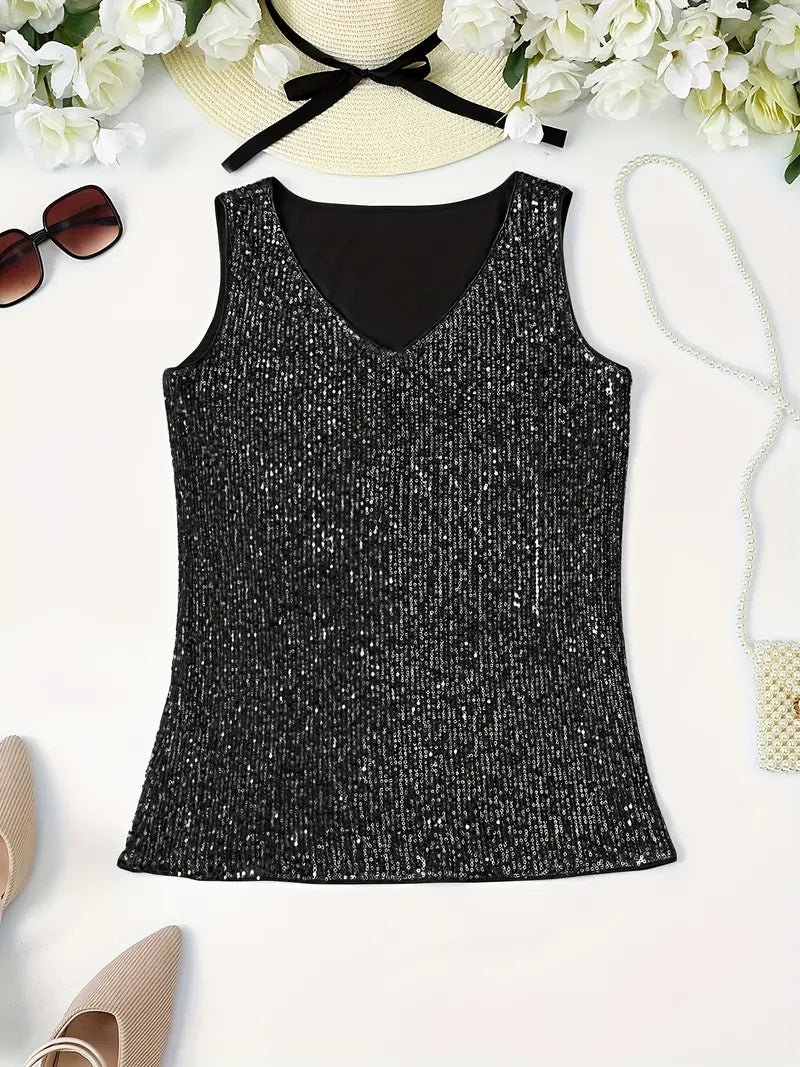 WW | Elegantes Ärmelloses Top mit Pailletten