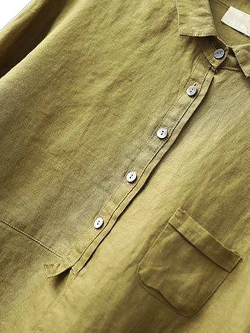 WW | Damen Leinen Langarmshirt