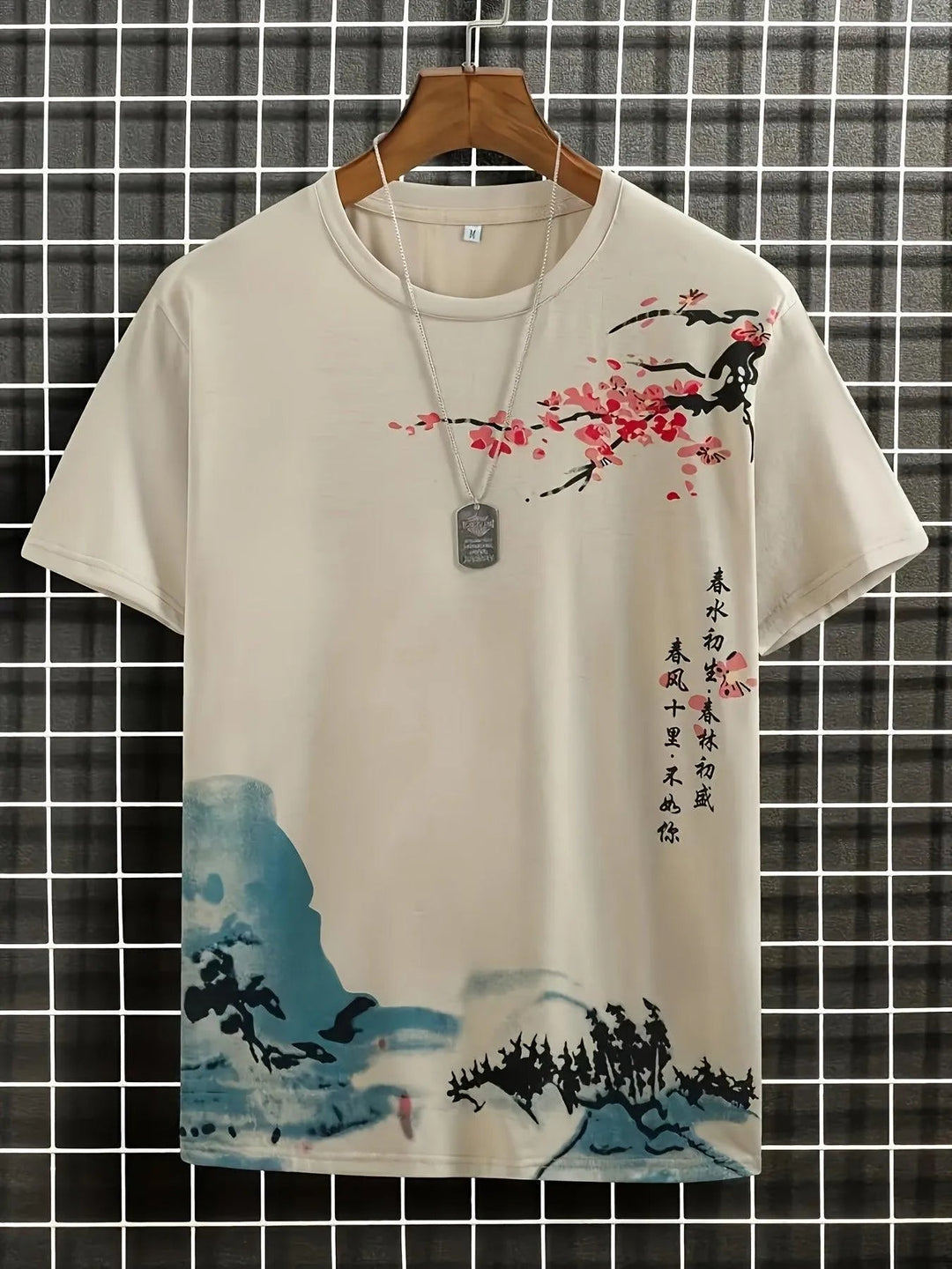 W&W Mode | Herren T-shirt Blumen Und Wellen Design