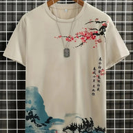 WW | Herren T-shirt Blumen Und Wellen Design