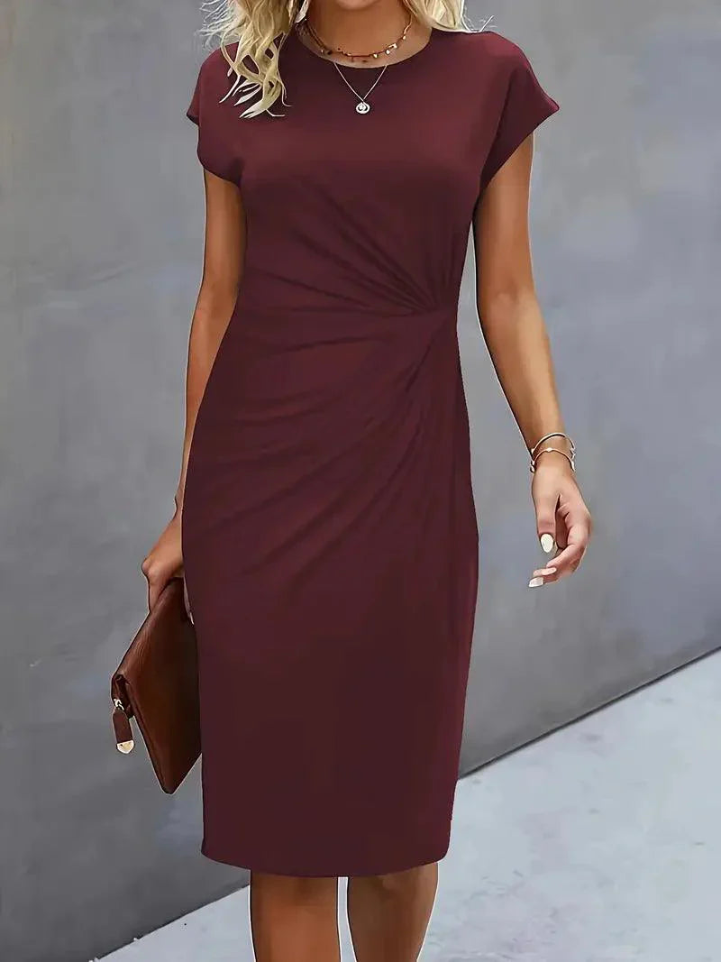 WW | Stilvolles Schmales Kleid Mit Rundhalsausschnitt