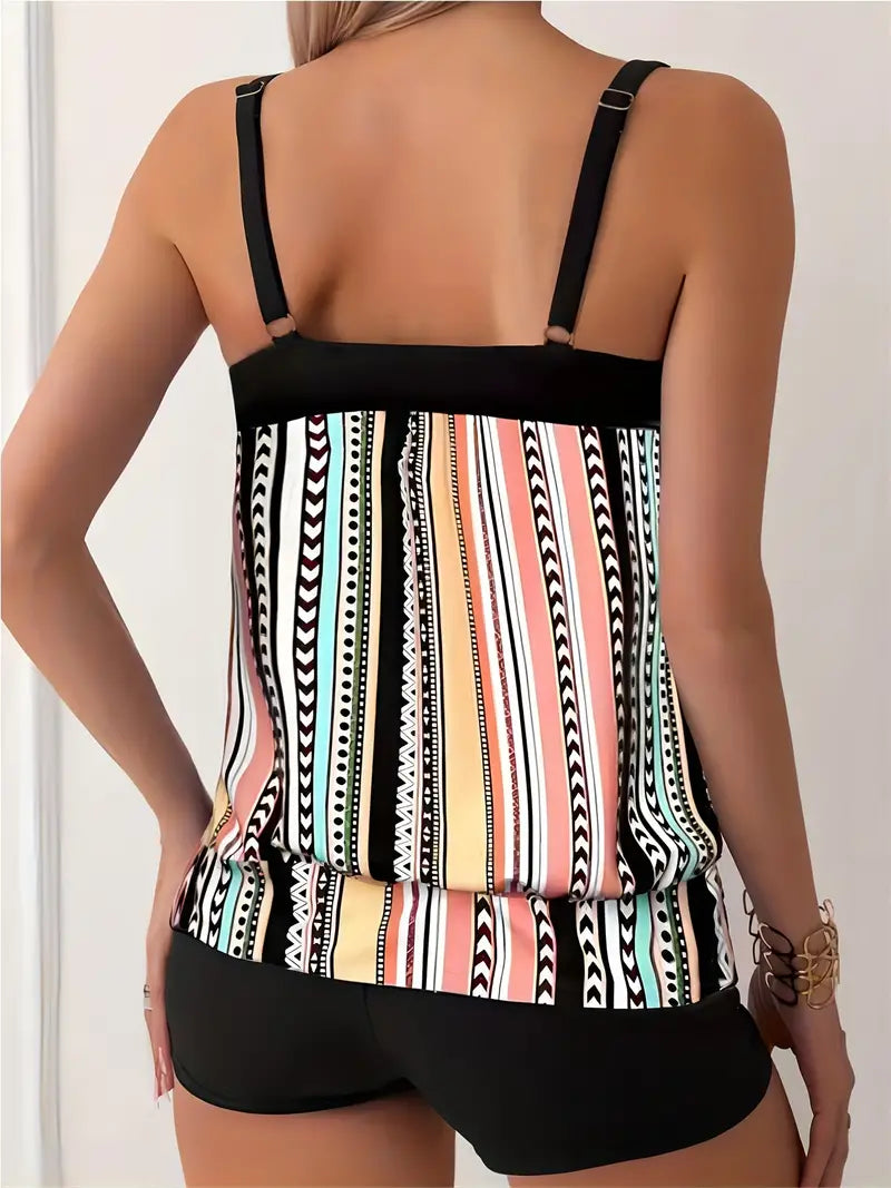 WW | Gestreifter Tankini mit Druck