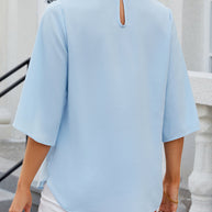 WW | Elegante einfarbige Bluse mit halben Ärmeln