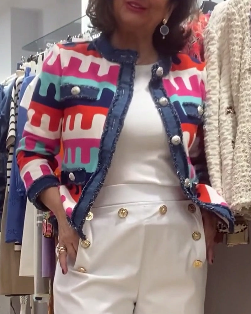WW | Wellenmuster Jacke mit Rohen Kanten