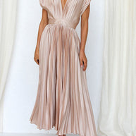 WW | Hallo Schöne Satin Plissee Midi Kleid
