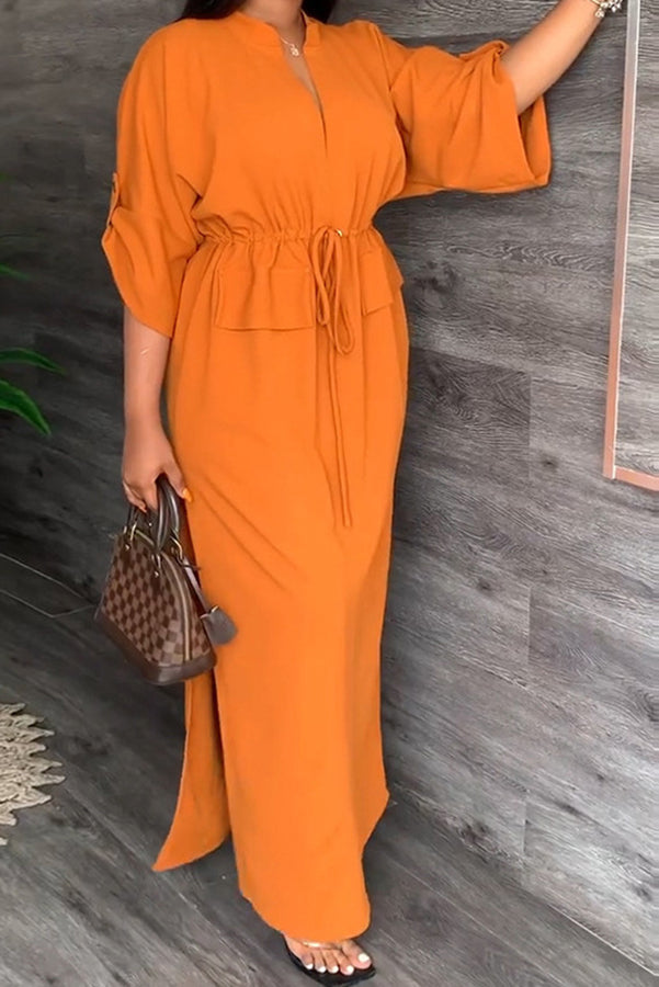 WW | Olivera Elastischer Taillierter Entspannten Maxi-Kleid