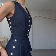Zweiteilige einfarbige Weste und Hose