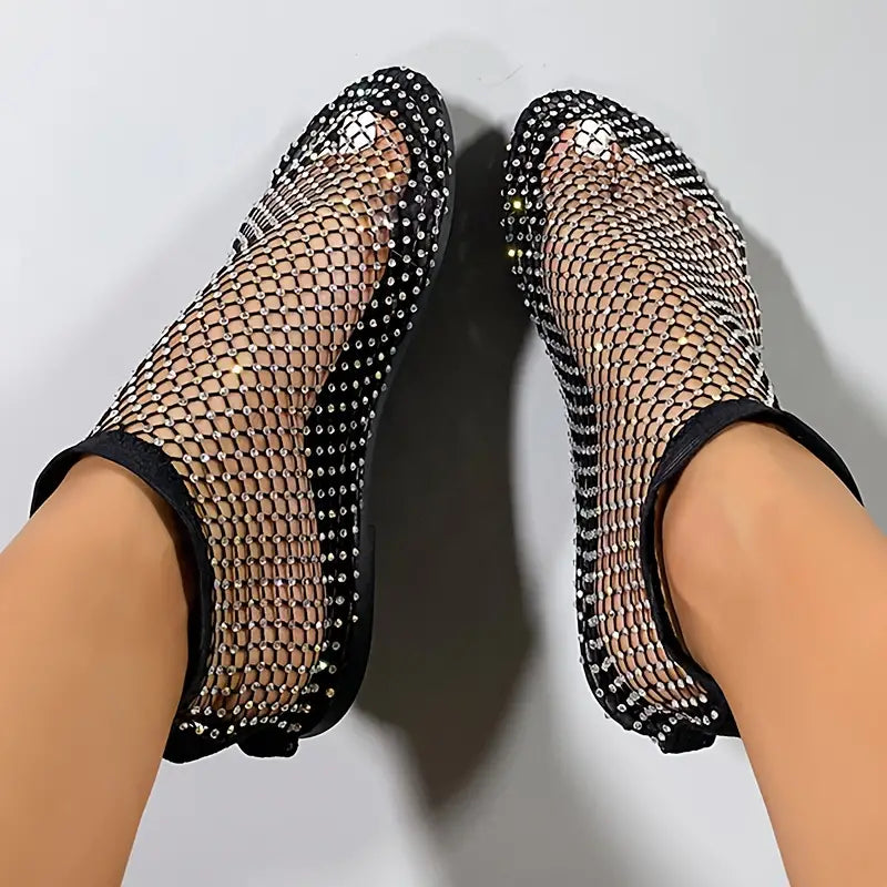WW | Sandalen mit Strasssteinen und Mesh