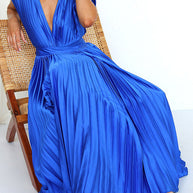 WW | Hallo Schöne Satin Plissee Midi Kleid