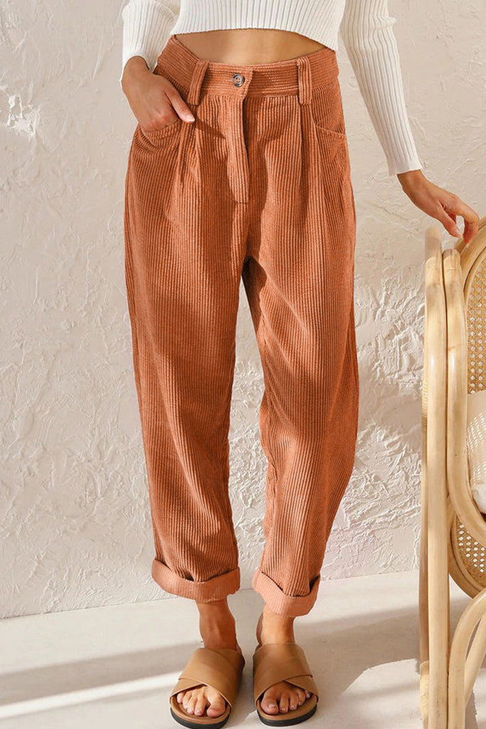 WW | Damen Corduroy Lockere Gerade Hose