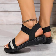 WW | Sommer Leinsandalen mit elastischem Riemen