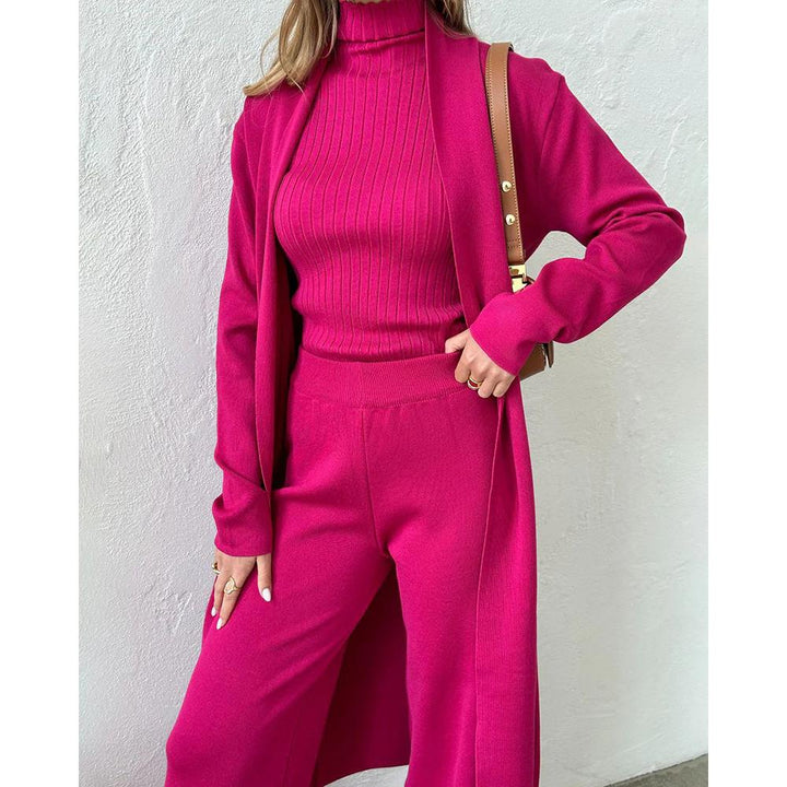 W&W Mode | Damen Luxus 3 Teiliges Strick Co Ord Satz Weich & Dehnbar