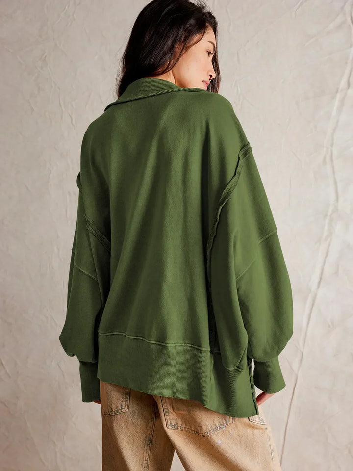 W&W Mode - Lässiges Sweatshirt Mit Knöpfen Und Lampenärmeln