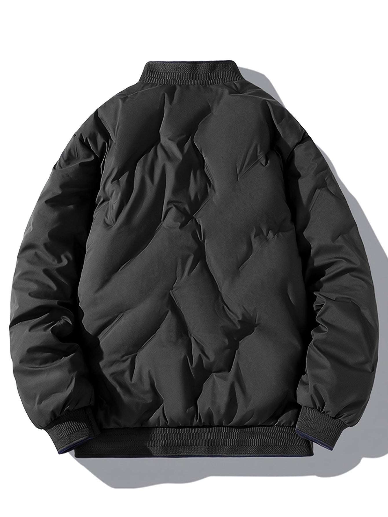 WW | Baseballkragen Reißverschluss Solides Fleece Mit Taschen Winterjacke Für Herren - Perfekt für Outdoor-Aktivitäten