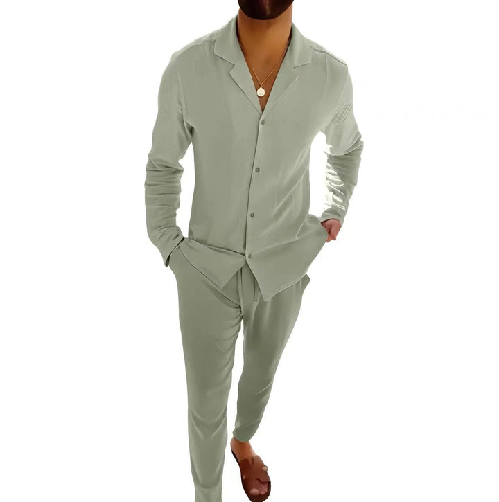 W&W Mode | Lässiger Herrenanzug Mit Langarmhemd Und Slim Fit Hose