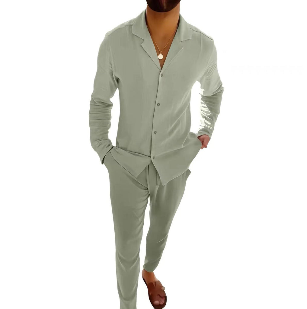 WW | Lässiger Herrenanzug Mit Langarmhemd Und Slim Fit Hose