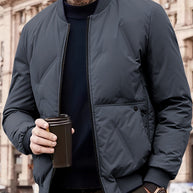 WW | Baseballkragen Reißverschluss Solides Fleece Mit Taschen Winterjacke Für Herren - Perfekt für Outdoor-Aktivitäten