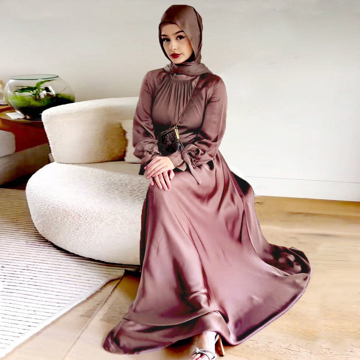 W&W Mode Elegant Satin Gebundenes Kleid