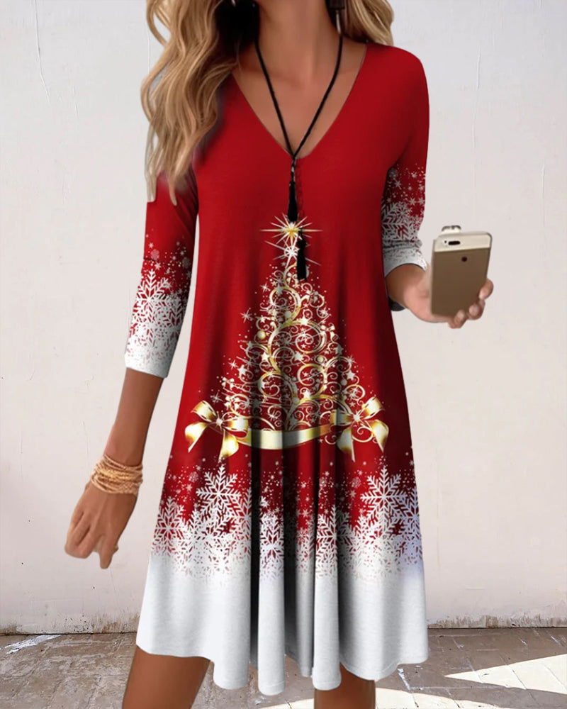 W&W Mode | Stylischer Charme V-Ausschnitt Winterkleid