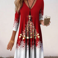 WW | Stylischer Charme V-Ausschnitt Winterkleid