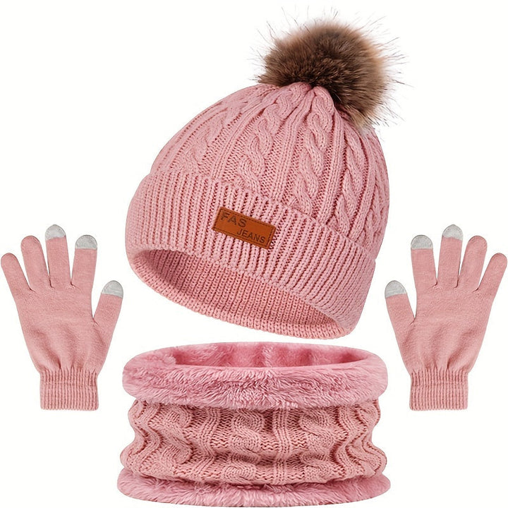 W&W Mode | Lässiges Winter Essential Mütze und Handschuh Set für Frauen
