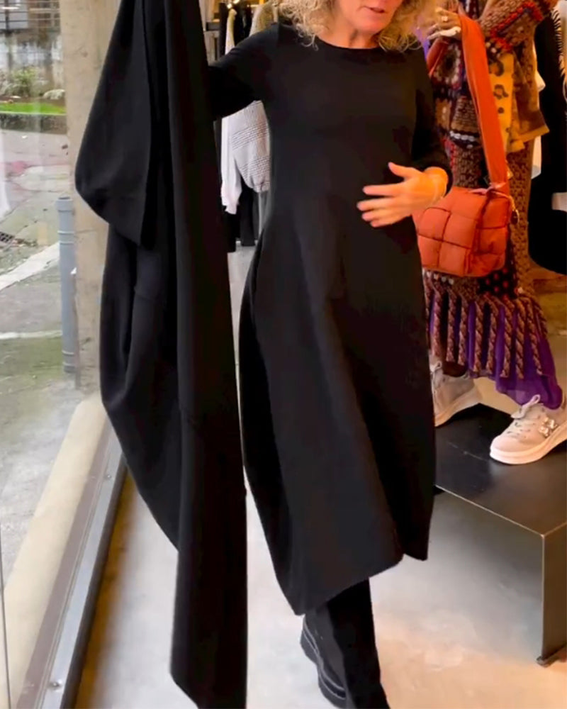 WW | Schwarzes Midi Kleid Mit Taschen