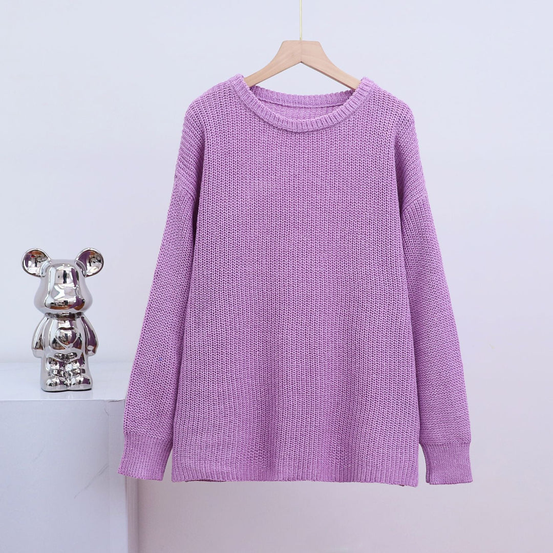 W&W Mode – Modischer Strickpullover in Uni mit Rundhalsausschnitt