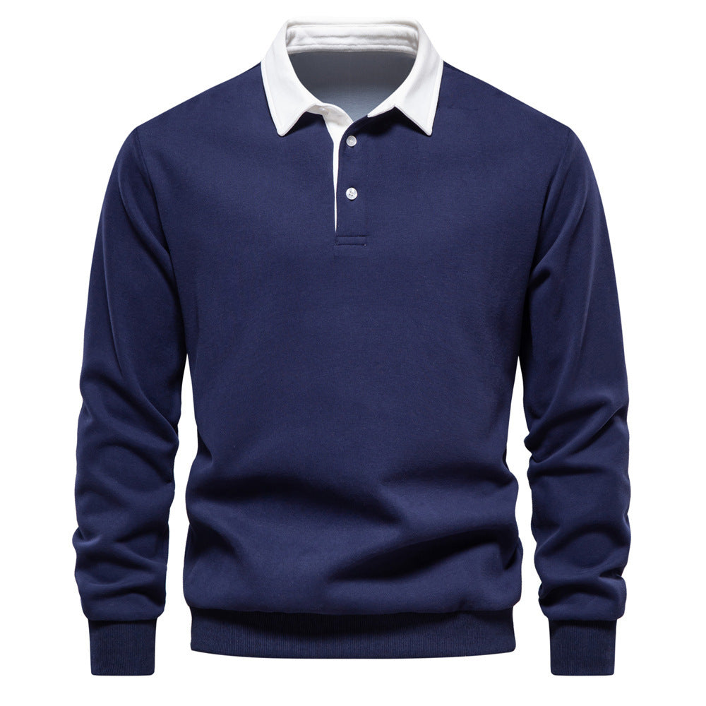 W&W Mode | Elegantes Herren Langarm Polo Shirt Mit Klassischem Kragen