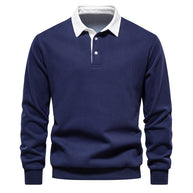 WW | Elegantes Herren Langarm Polo Shirt Mit Klassischem Kragen