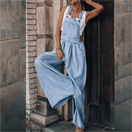 WW | Damen Denim-Overalls mit weitem Bein Design