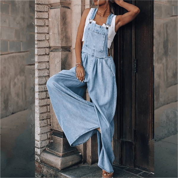 W&W Mode | Damen Denim-Overalls mit weitem Bein Design