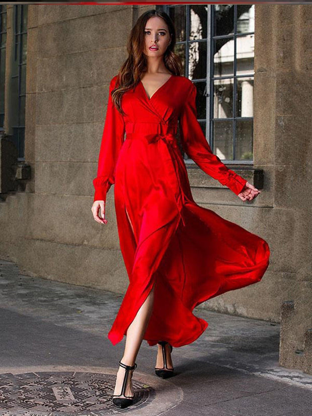 Rot Elegantes langes Kleid