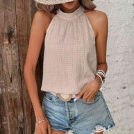 WW | Neckholder-Top mit Punktedetail