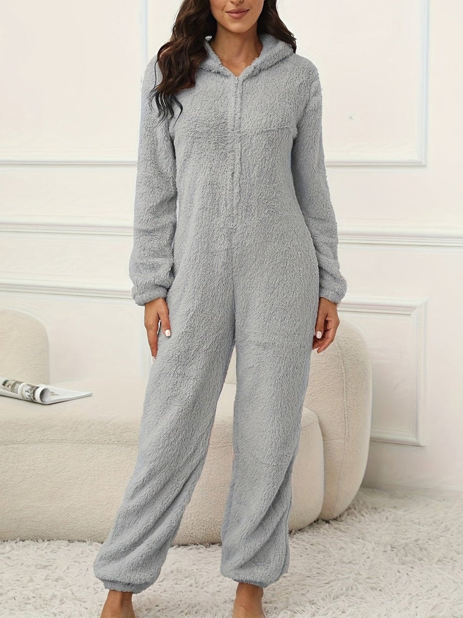 WW | Kapuzen-Lounge-Jumpsuit Für Stilvollen Winterkomfort Für Frauen