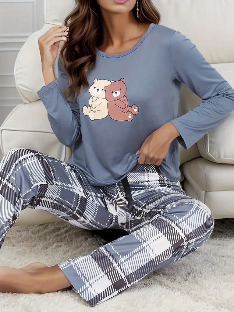 Wolff | Pyjama-Set mit Cartoon-Bärenprint Für Frauen