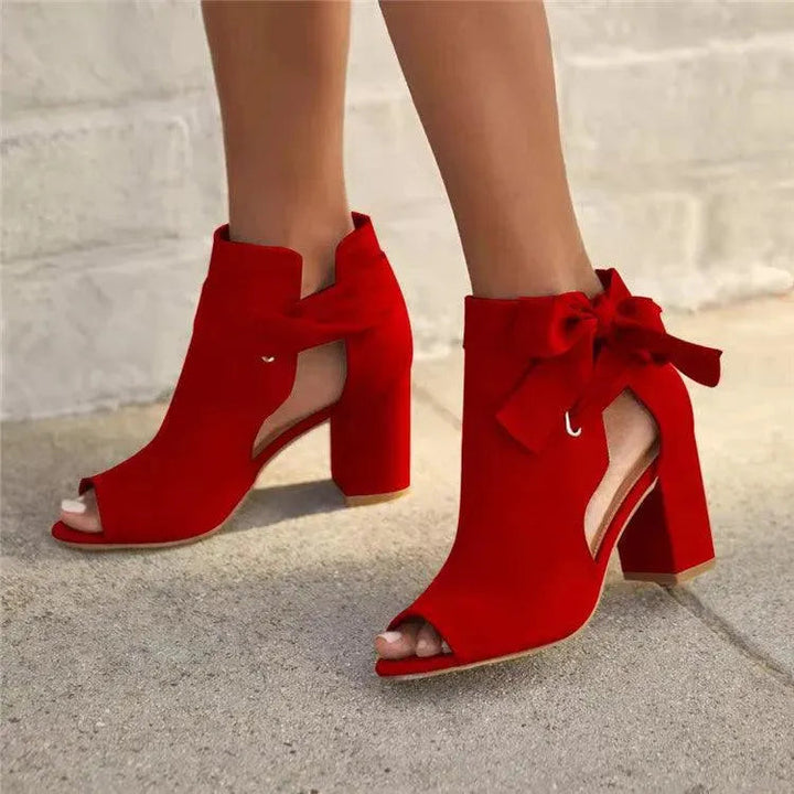 W&W Mode | Sandalen met dikke hak en strik
