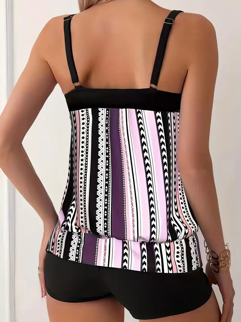 WW | Gestreifter Tankini mit Druck