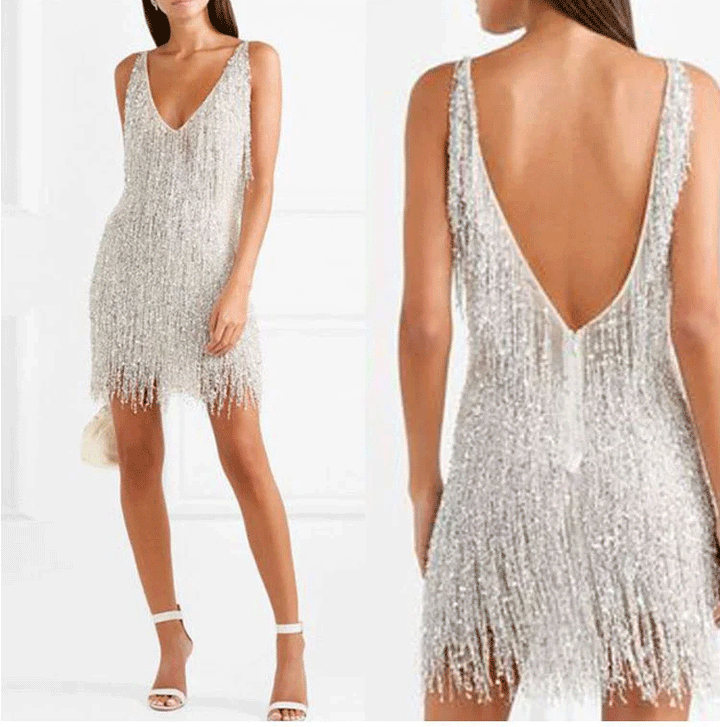 Damen Slip-Kleid mit V-Ausschnitt