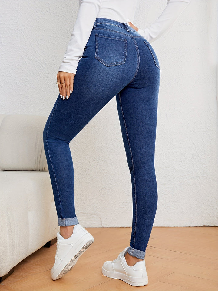 W&W Mode | Olivgrüne High Waist Slim Fit Jeans Mit Stretch Denim