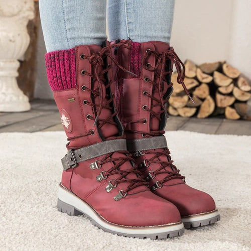 W&W Mode | Moderne Gestrickte Schneestiefel Mit Halbhoher Sohle