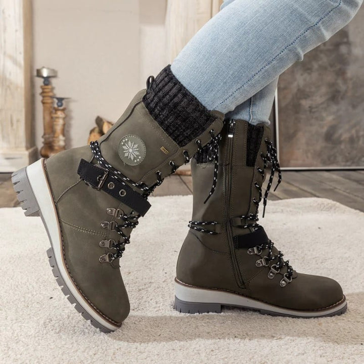 W&W Mode | Moderne Gestrickte Schneestiefel Mit Halbhoher Sohle