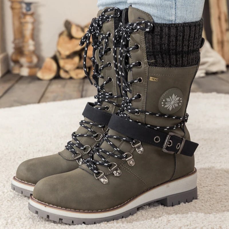 W&W Mode | Moderne Gestrickte Schneestiefel Mit Halbhoher Sohle
