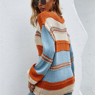 WW Gestreifter Lockere Plus Size Strickpullover